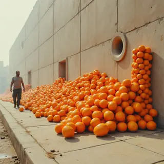 Bright oranges pooled